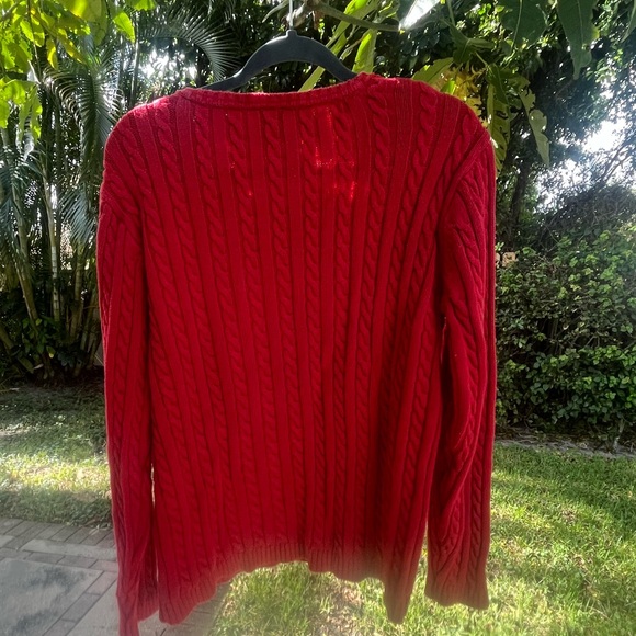 Disney Store Minnie Mouse Embroidered Cable Knit Red Christmas Winter Sweater - Picture 8 of 12